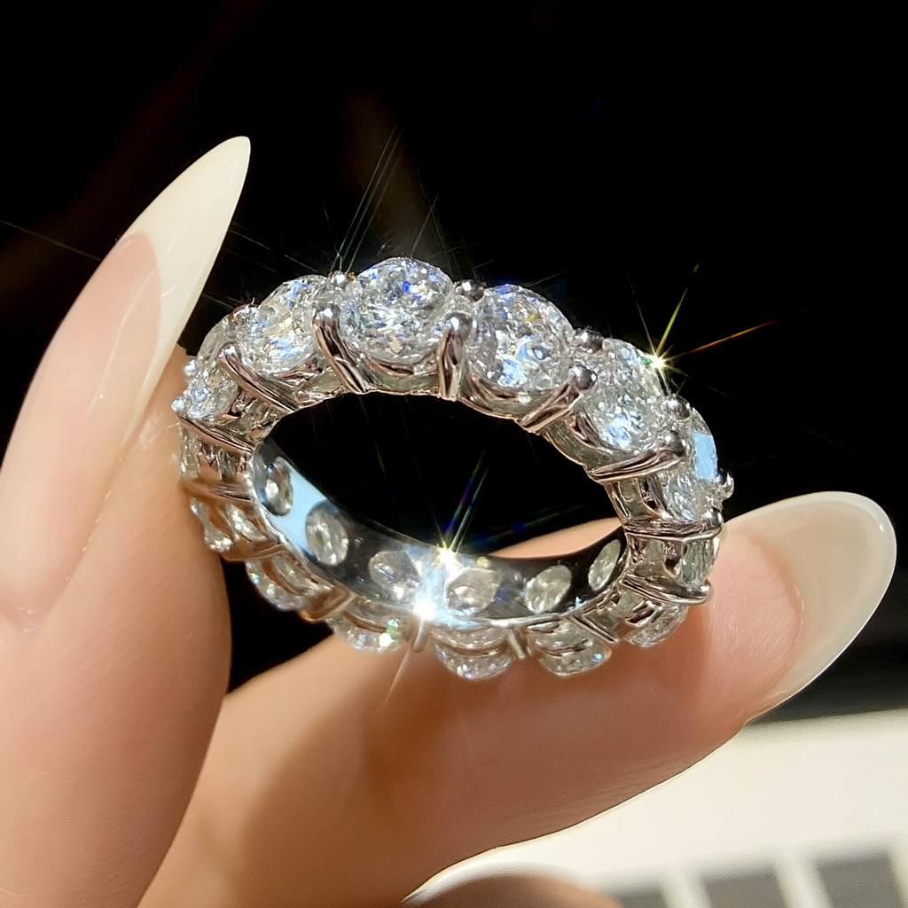 Moissanite full diamond wedding ring "Eternity Band"
