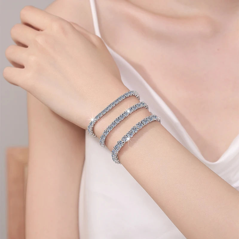 Luxury Moissanite Tennis Bracelet – 925 Sterling Silver, Round Cut