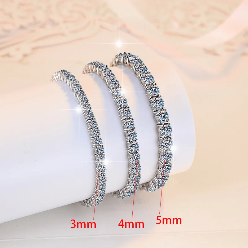 Luxury Moissanite Tennis Bracelet – 925 Sterling Silver, Round Cut