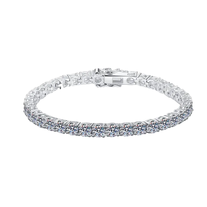 Luxury Moissanite Tennis Bracelet – 925 Sterling Silver, Round Cut