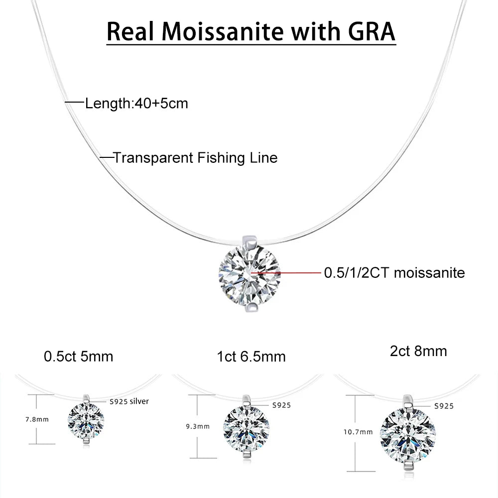 Moissanite transparant pendant necklace