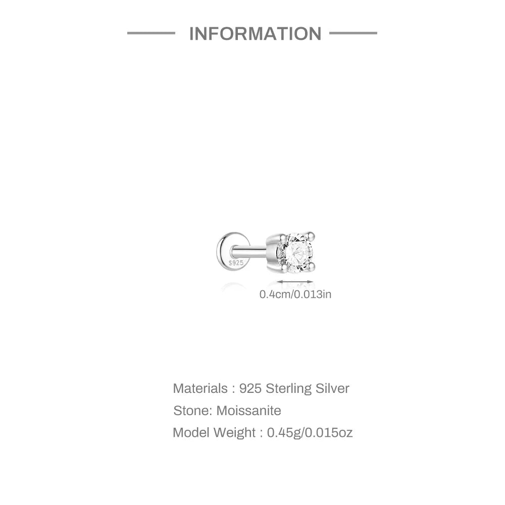 Mini Moissanite Stud Earring – 925 Sterling Silver