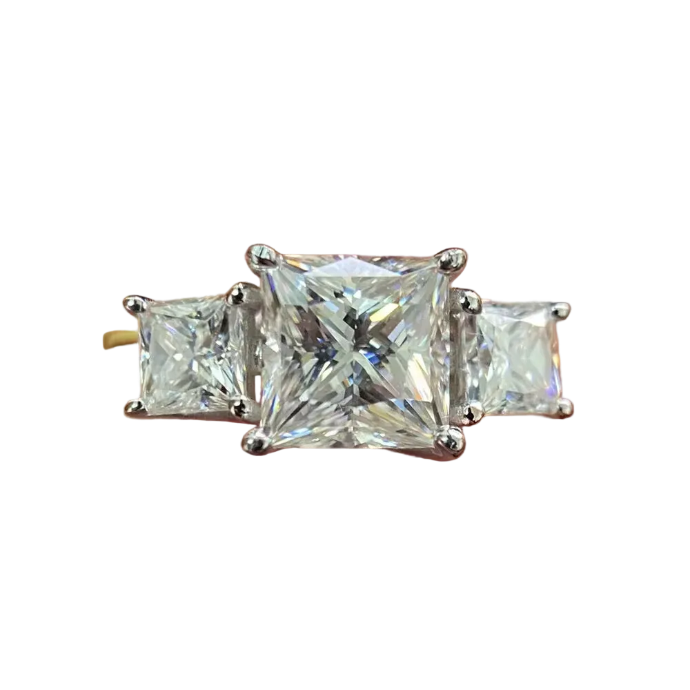 6.4 CT Princess Cut Moissanite Engagement Ring – 925 Sterling Silver