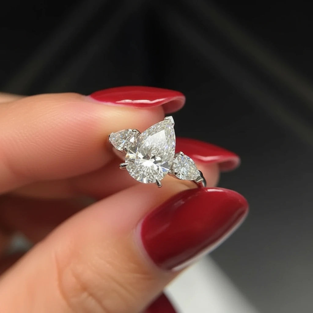 Pear cut miossanite ring