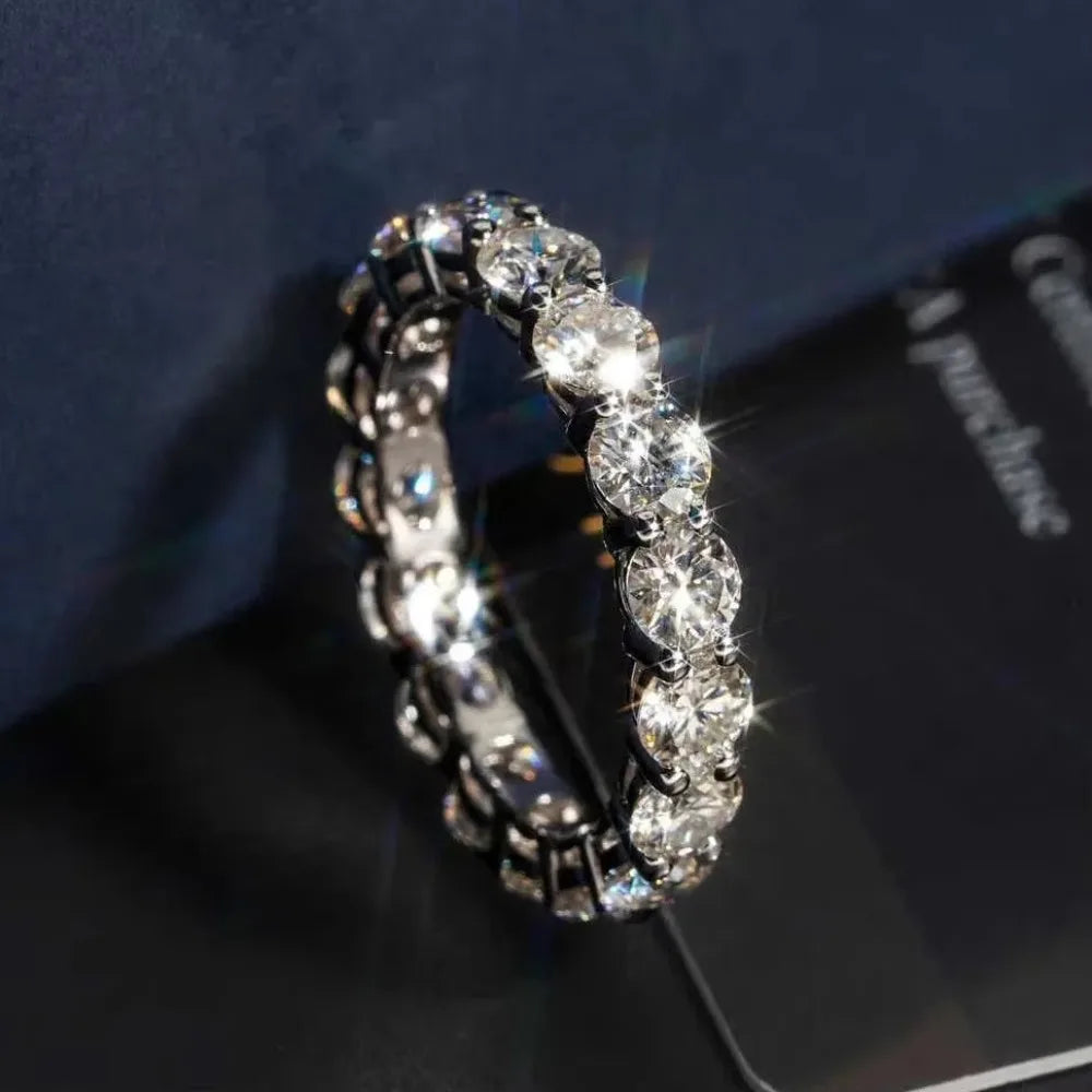 Moissanite full diamond wedding ring "Eternity Band"