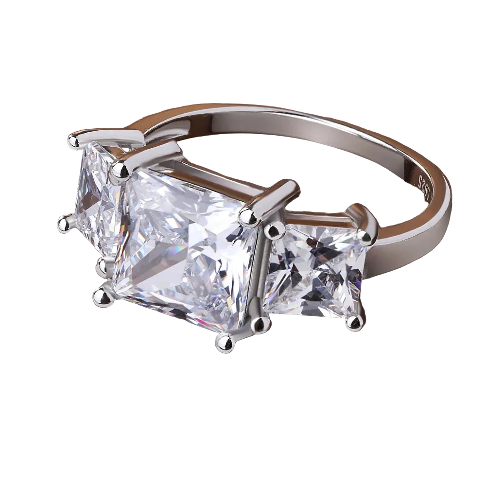 6.4 CT Princess Cut Moissanite Engagement Ring – 925 Sterling Silver