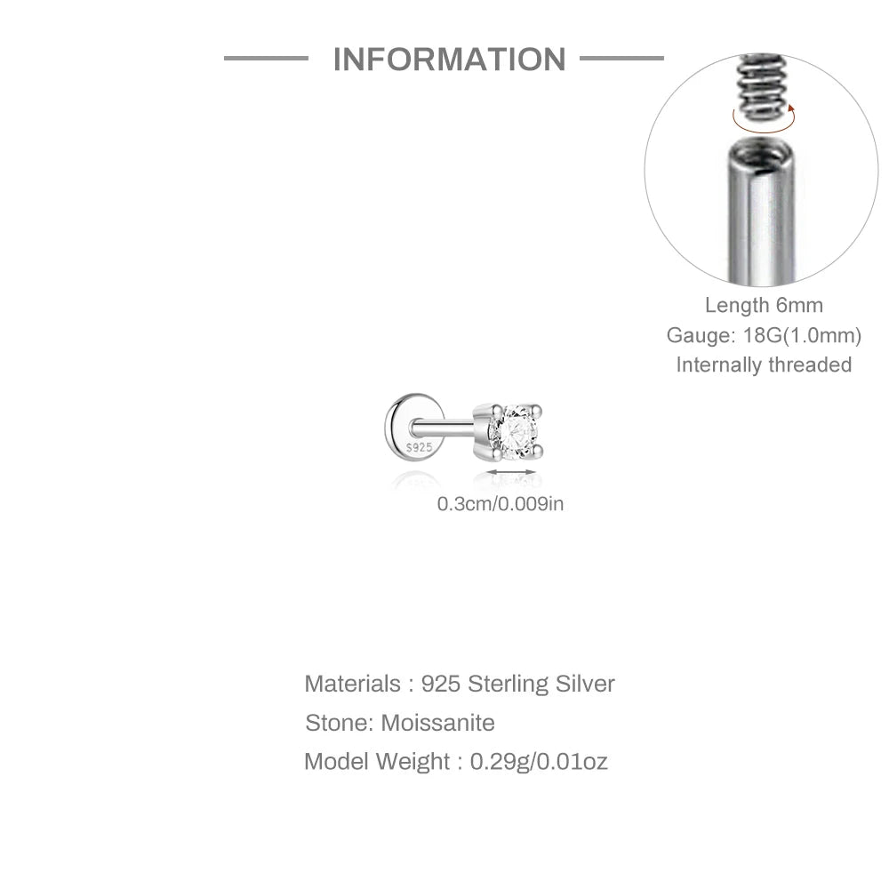 Mini Moissanite Stud Earring – 925 Sterling Silver