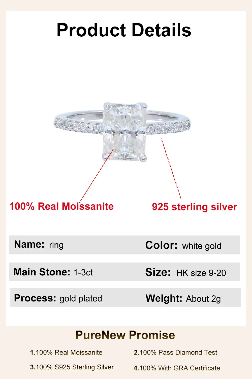 Full moissanite luxury oval cut ring
