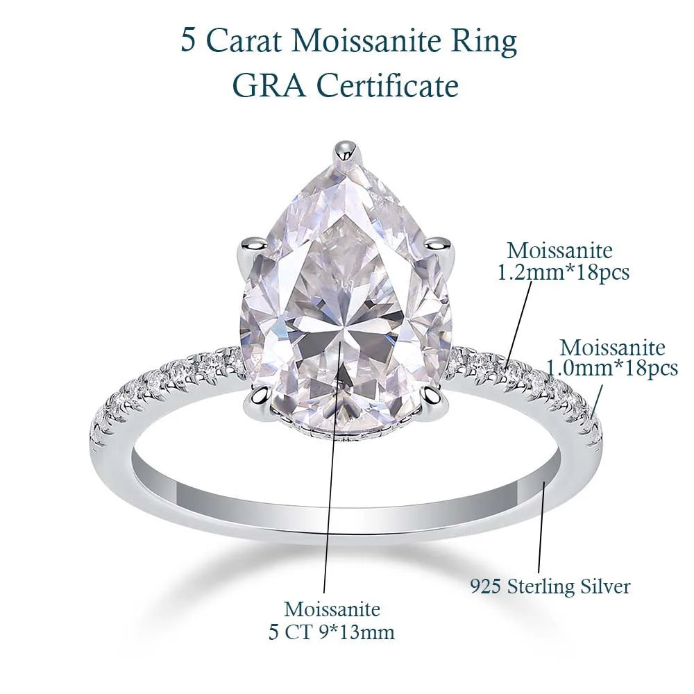 Pear cut miossanite ring