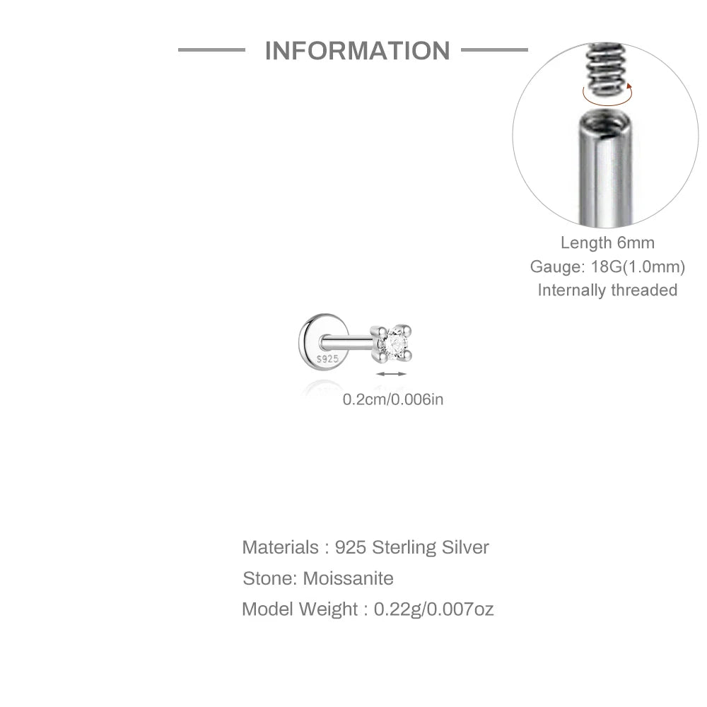 Mini Moissanite Stud Earring – 925 Sterling Silver