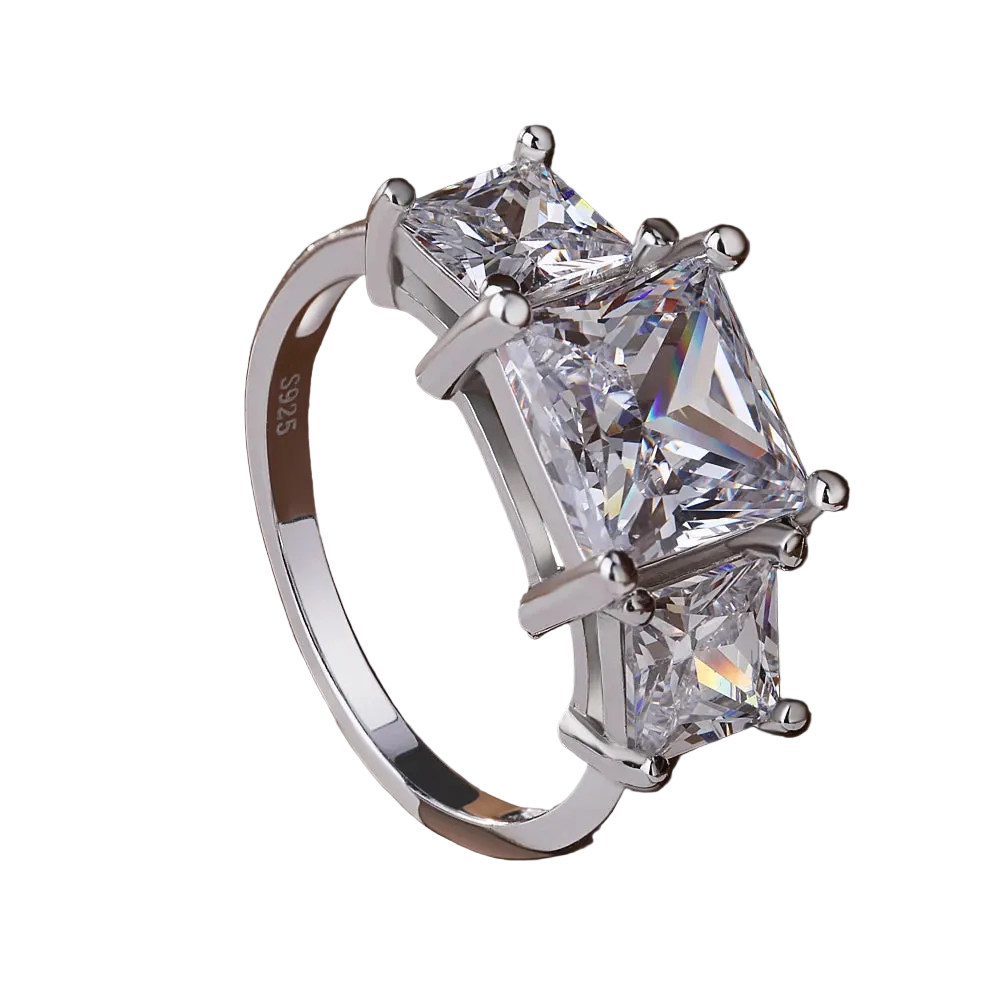 6.4 CT Princess Cut Moissanite Engagement Ring – 925 Sterling Silver