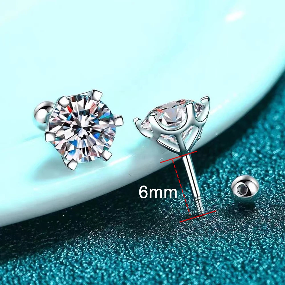 Moissanite stud earrings 18K white gold plated silver