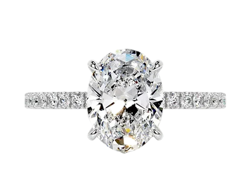 Full moissanite luxury oval cut ring