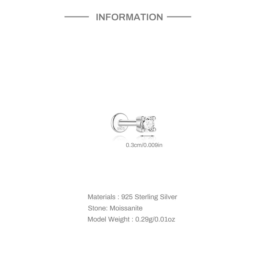 Mini Moissanite Stud Earring – 925 Sterling Silver