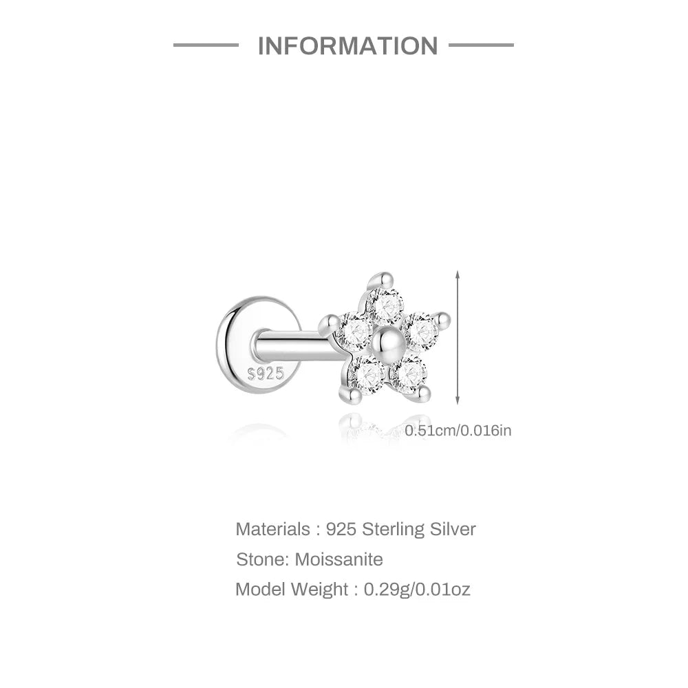 Mini Moissanite Stud Earring – 925 Sterling Silver