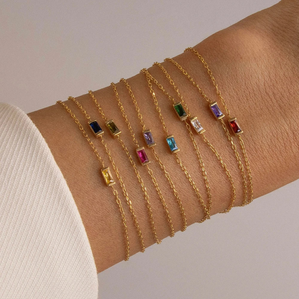 Square birthstone bracelet
