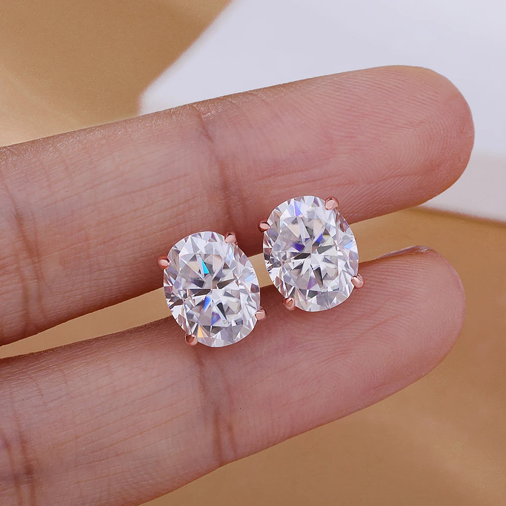 Moissanite oval cut stud earring