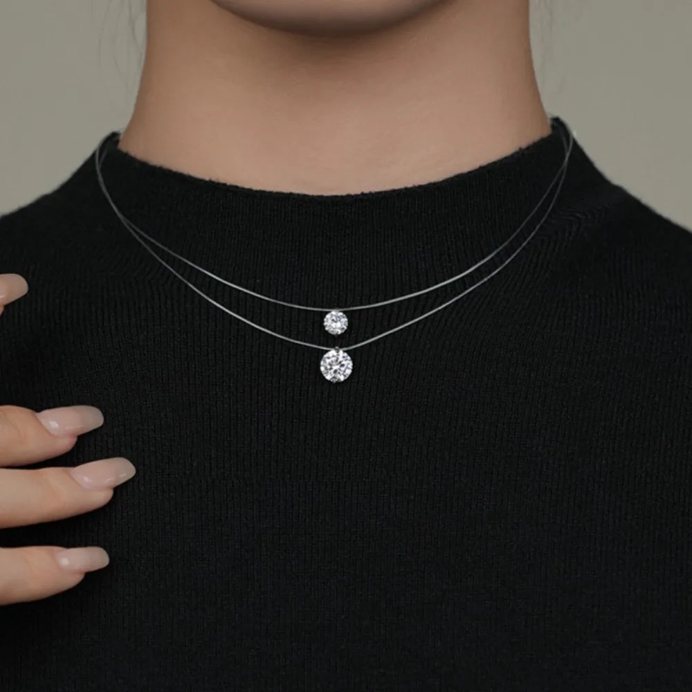 Moissanite transparant pendant necklace