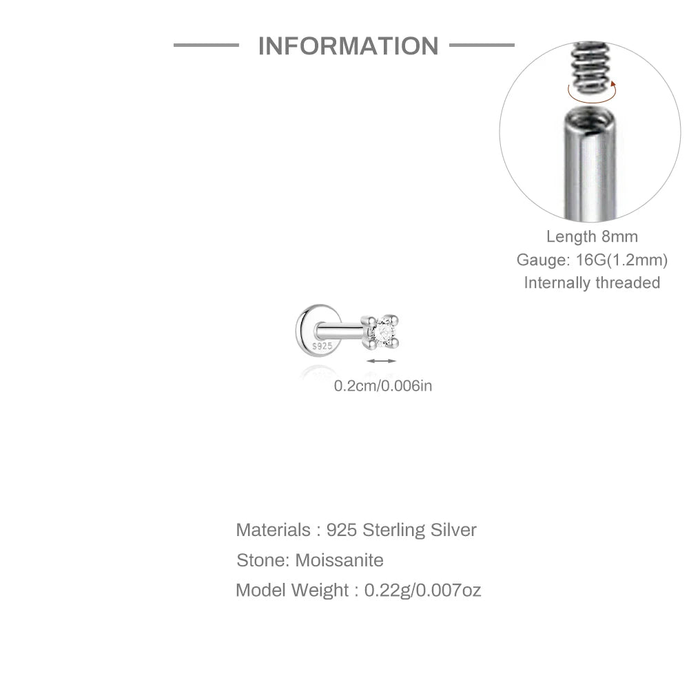 Mini Moissanite Stud Earring – 925 Sterling Silver