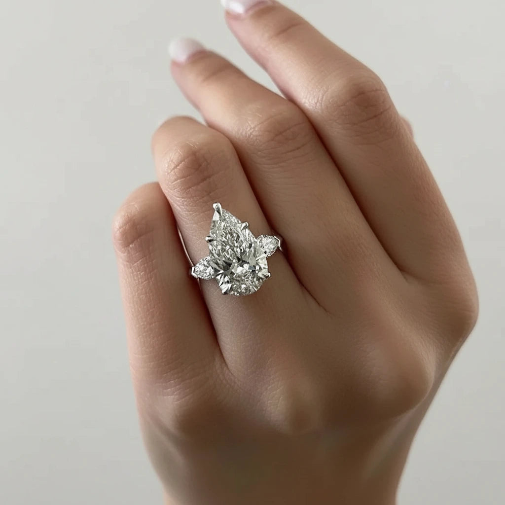 Pear cut miossanite ring