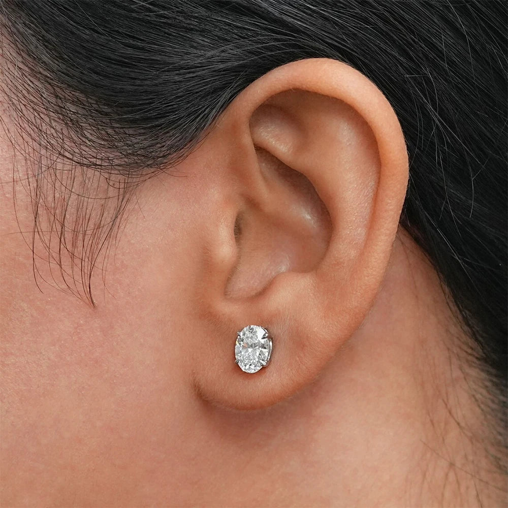 Moissanite oval cut stud earring
