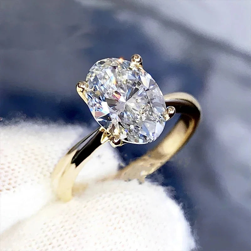 Full moissanite luxury oval cut ring