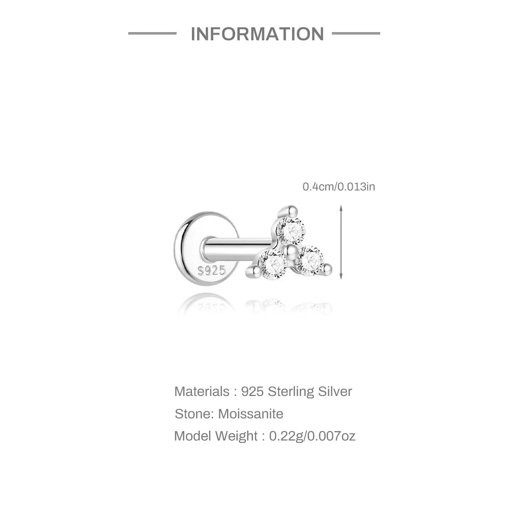 Mini Moissanite Stud Earring – 925 Sterling Silver