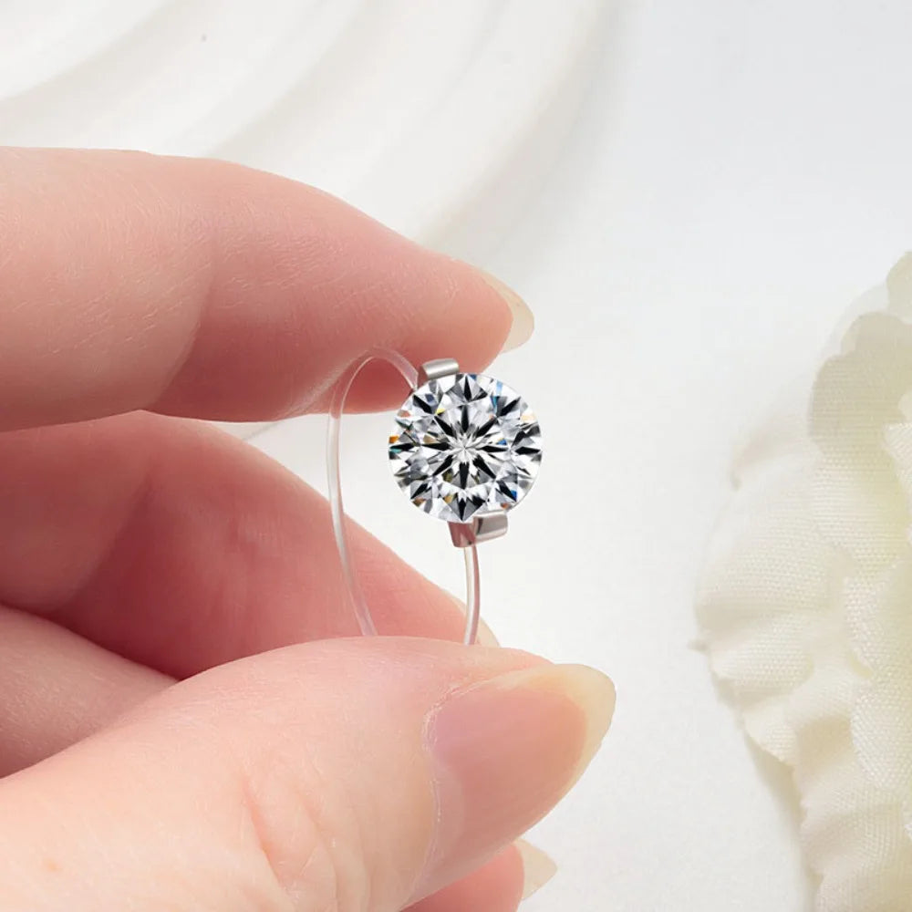 Transparent moissanite ring