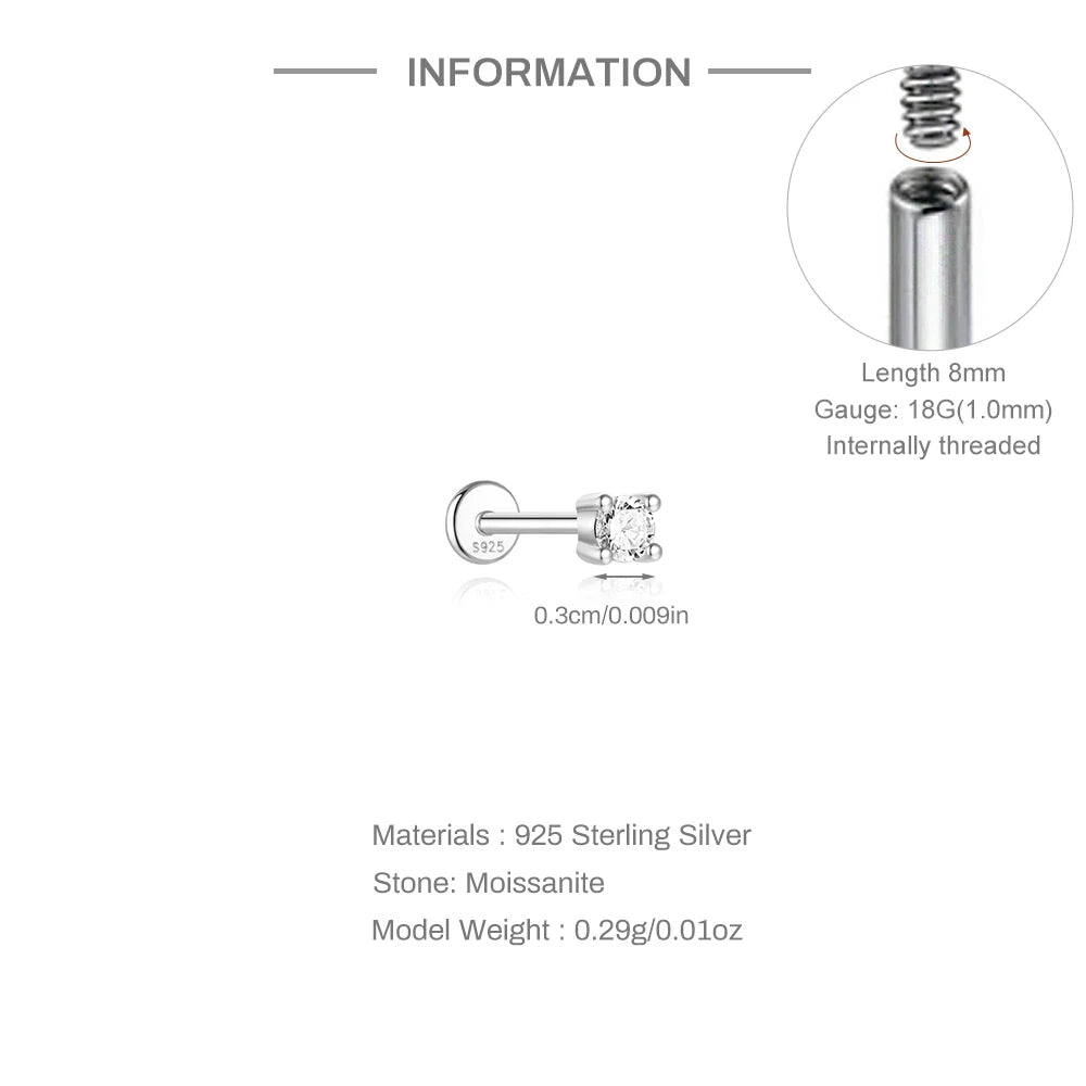 Mini Moissanite Stud Earring – 925 Sterling Silver