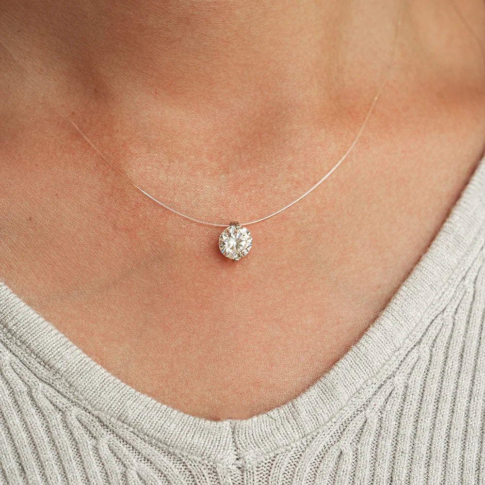 Moissanite transparant pendant necklace