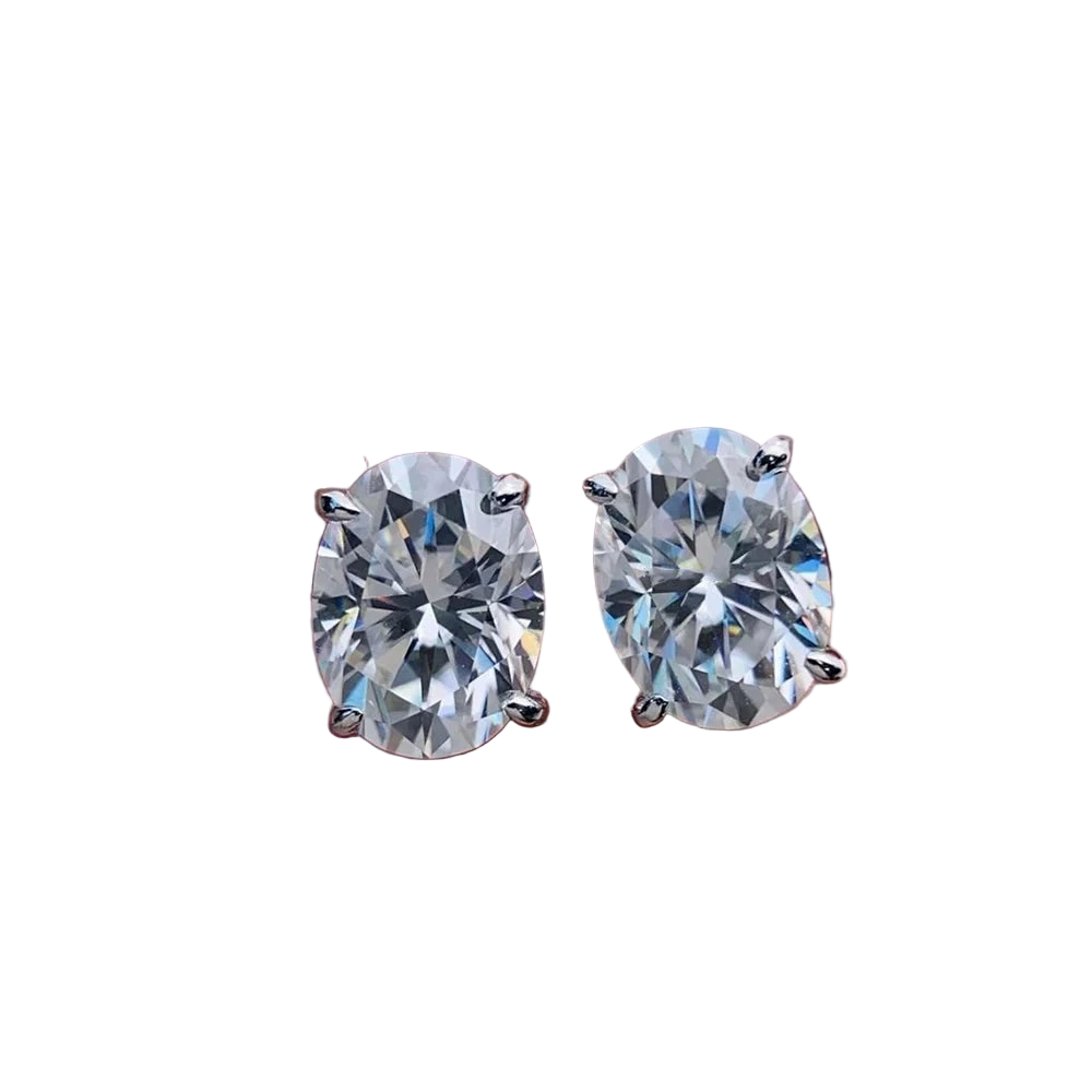 Moissanite oval cut stud earring