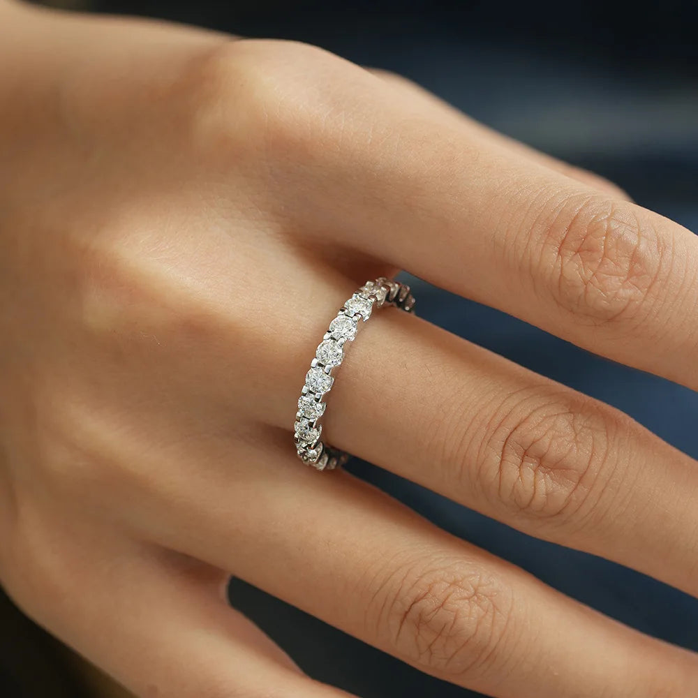 Moissanite full diamond wedding ring "Eternity Band"