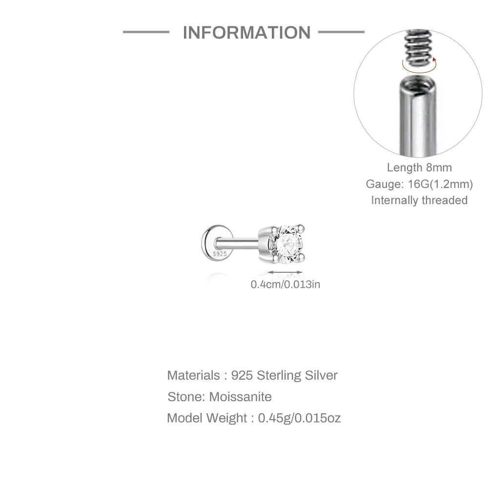 Mini Moissanite Stud Earring – 925 Sterling Silver