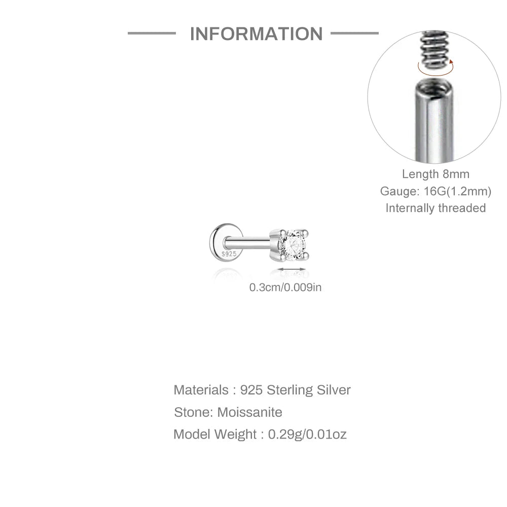 Mini Moissanite Stud Earring – 925 Sterling Silver