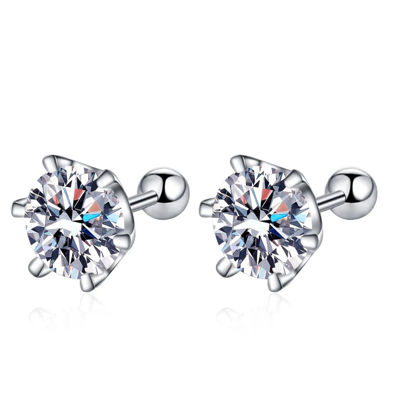 Moissanite stud earrings 18K white gold plated silver