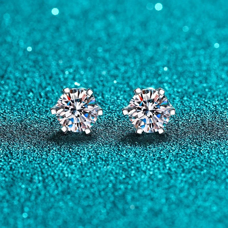 Moissanite stud earrings 18K white gold plated silver