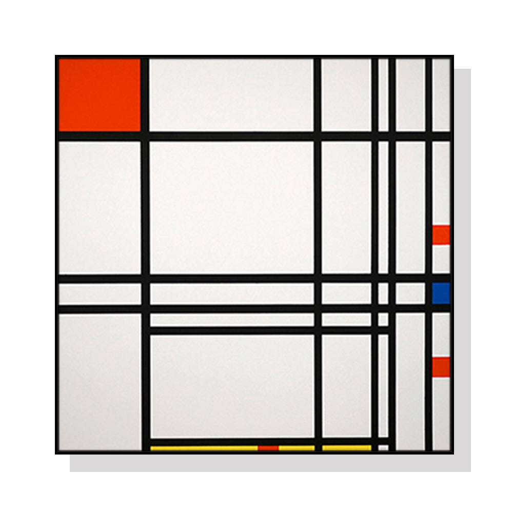 Abstract Art By Piet Mondrian Black Frame Canvas
